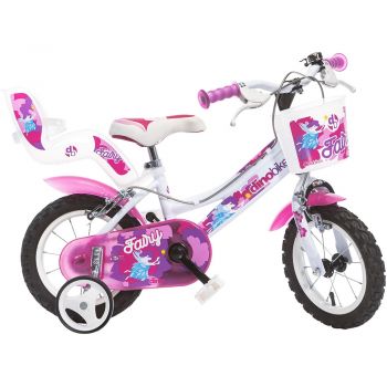 Bicicleta copii Dino Bikes 12' Fairy alb si roz la reducere