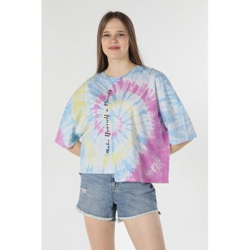 Tricou asimetric cu model tie-dye