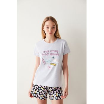 Tricou de pijama cu imprimeu grafic