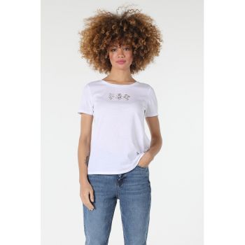 Tricou din bumbac cu detalii cu imprimeu floral