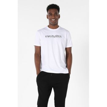 Tricou din bumbac cu imprimeu text