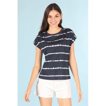 Tricou din bumbac cu model in dungi