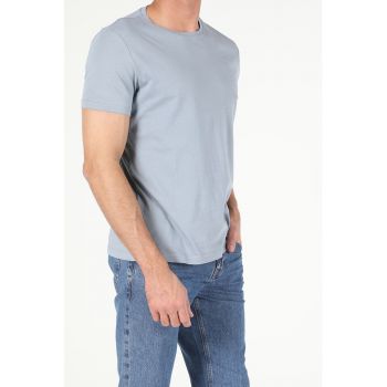 Tricou regular fit cu decolteu la baza gatului