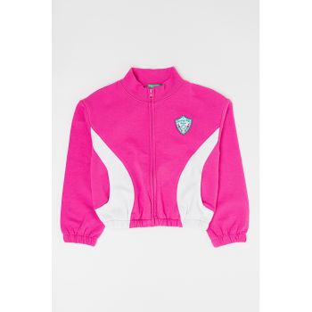 Bluza sport cu fermoar si model colorblock la reducere