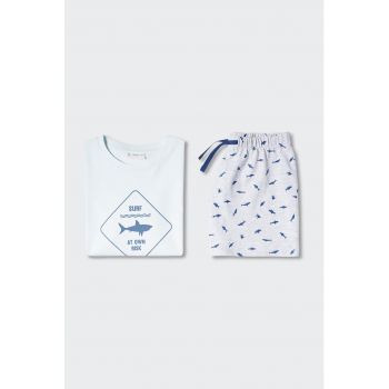 Pijama cu imprimeu si pantaloni scurti