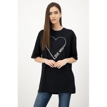 Tricou lejer cu model lung si logo