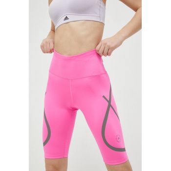 adidas by Stella McCartney pantaloni scurți de alergare culoarea roz, cu imprimeu, high waist