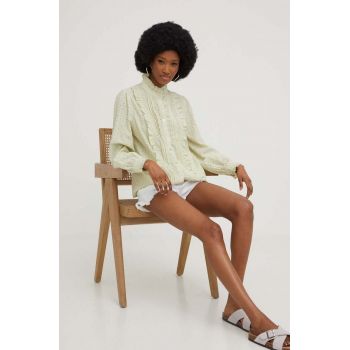 Answear Lab camasa femei, culoarea verde, cu guler stand-up, regular de firma originala