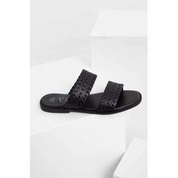 Answear Lab slapi de piele femei, culoarea negru