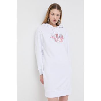 Armani Exchange rochie culoarea alb, mini, oversize ieftina