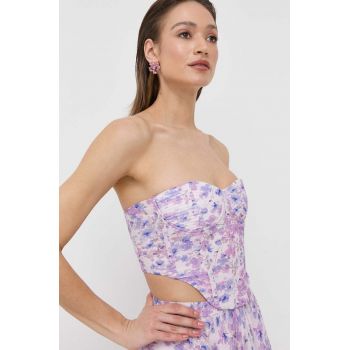 Bardot corset culoarea violet, in modele florale ieftina