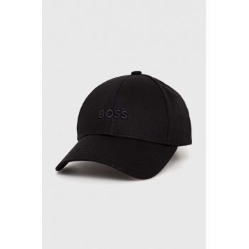 BOSS șapcă de baseball din bumbac culoarea negru, neted