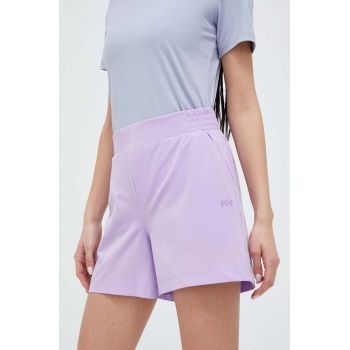 Helly Hansen pantaloni scurți outdoor Thalia 2.0 culoarea violet, uni, high waist 34328