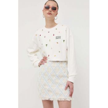 Miss Sixty fusta din amestec de lana culoarea bej, mini, drept