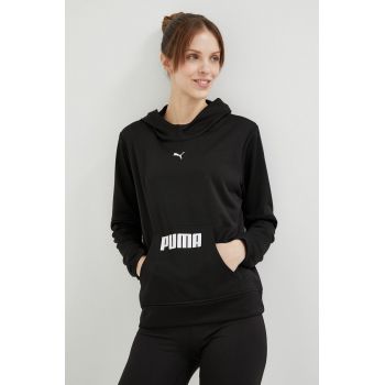 Puma hanorac de antrenament Train All Day culoarea negru, cu glugă, cu imprimeu ieftin