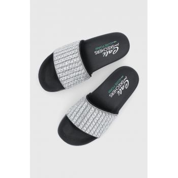 Skechers papuci femei, culoarea argintiu