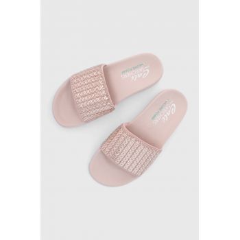 Skechers papuci femei, culoarea roz