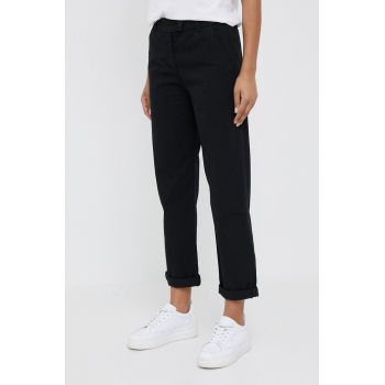 United Colors of Benetton pantaloni femei, culoarea negru, drept, medium waist