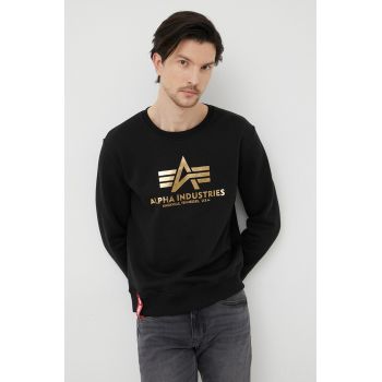 Alpha Industries bluza barbati, culoarea negru, cu imprimeu