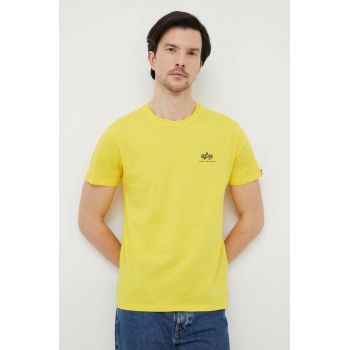 Alpha Industries tricou din bumbac culoarea galben, cu imprimeu