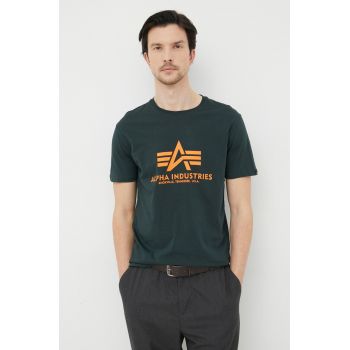 Alpha Industries tricou din bumbac culoarea verde, cu imprimeu