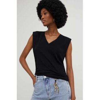 Answear Lab top din bumbac culoarea negru