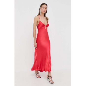 Bardot rochie culoarea rosu, maxi, drept ieftina