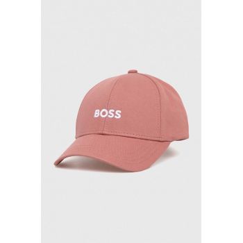 BOSS șapcă de baseball din bumbac culoarea roz, cu imprimeu ieftina