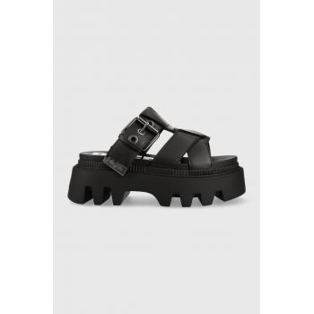 Buffalo papuci Flora Slide femei, culoarea negru, cu platforma, 1602127