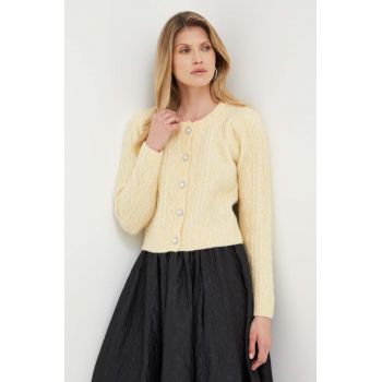 Custommade cardigan din lana culoarea galben