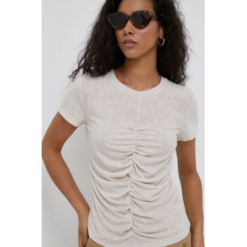 Dkny tricou femei, culoarea bej
