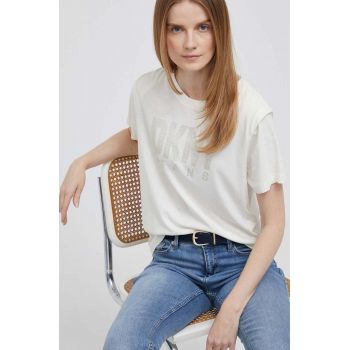 Dkny tricou femei, culoarea bej