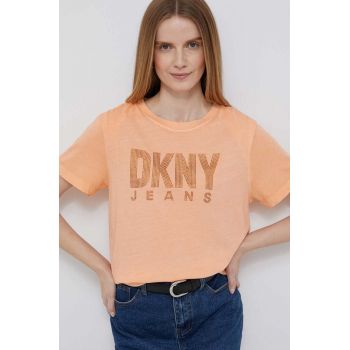 Dkny tricou femei, culoarea portocaliu