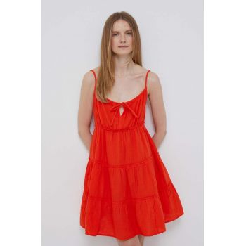 GAP rochie din bumbac culoarea portocaliu, mini, evazati ieftina