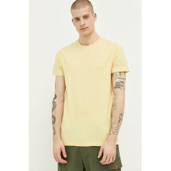 Hollister Co. tricou din bumbac culoarea galben, neted