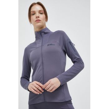 Jack Wolfskin hanorac Prelight Fz culoarea gri, neted