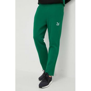 Puma pantaloni de trening culoarea verde, cu imprimeu
