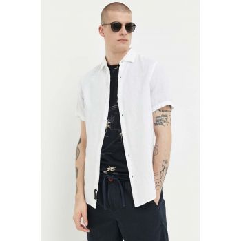Superdry camasa de in culoarea alb, cu guler clasic, regular de firma originala