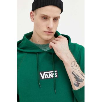 Vans bluza barbati, culoarea verde, cu glugă, cu imprimeu