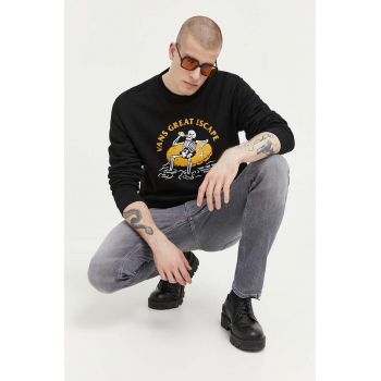Vans hanorac de bumbac barbati, culoarea negru, cu imprimeu
