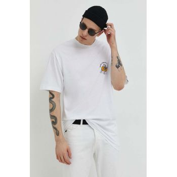 Vans tricou din bumbac culoarea alb, cu imprimeu