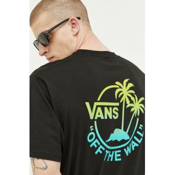 Vans tricou din bumbac culoarea negru, cu imprimeu