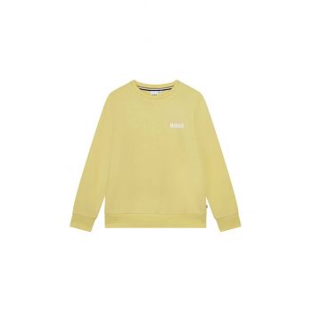 BOSS bluza copii culoarea galben, neted