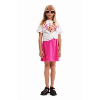 Desigual tricou de bumbac pentru copii Pink Panther culoarea alb ieftin