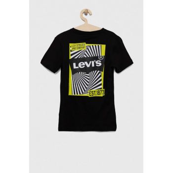 Levi's tricou de bumbac pentru copii culoarea negru, cu imprimeu