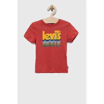 Levi's tricou de bumbac pentru copii culoarea rosu, cu imprimeu