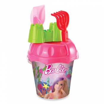 Set de joaca pentru nisip cu galetusa mare si accesorii Barbie Roz