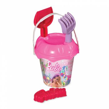 Set de joaca pentru nisip cu galetusa si accesorii Barbie Roz ieftina