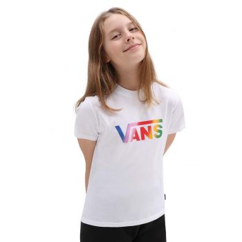 Vans tricou de bumbac pentru copii GR FLYING V CREW GIR FLYV WTCYC culoarea alb, cu imprimeu