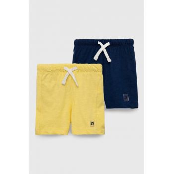 zippy pantaloni scurți din bumbac pentru bebeluși 2-pack culoarea albastru marin, talie reglabila